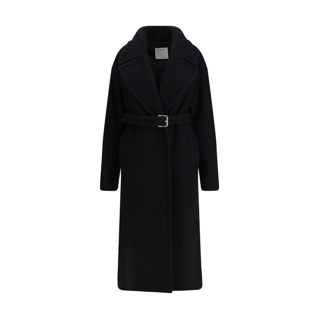 Max Mara Black Fleece Wool Coat