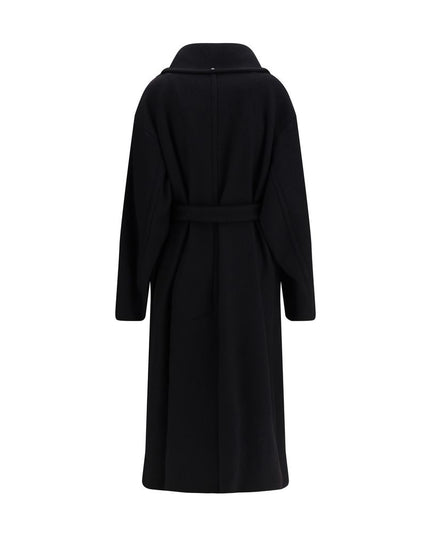 Max Mara Black Fleece Wool Coat