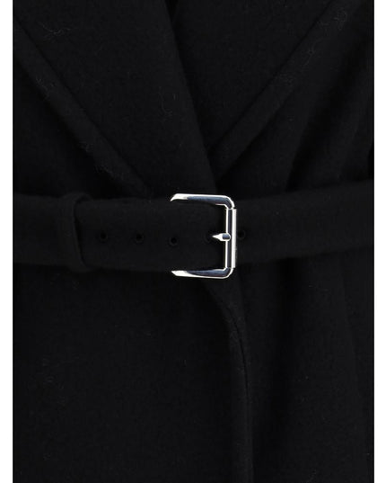 Max Mara Black Fleece Wool Coat