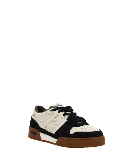 Fendi Black Calf Leather Bos Taurus Chunky Sneakers