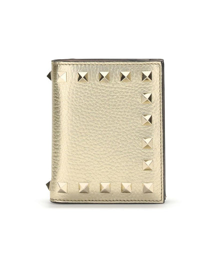 Valentino Garavani Gold Calf Leather Bos Taurus Wallet