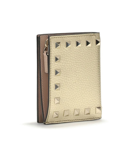 Valentino Garavani Gold Calf Leather Bos Taurus Wallet