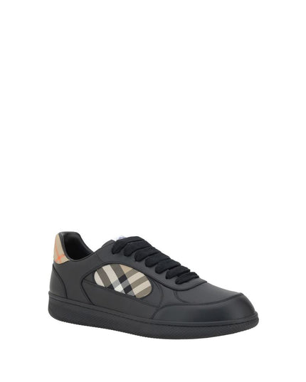 Burberry Black Calf Leather Bos Taurus Low Top Sneakers