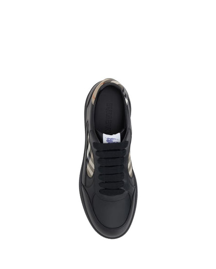 Burberry Black Calf Leather Bos Taurus Low Top Sneakers