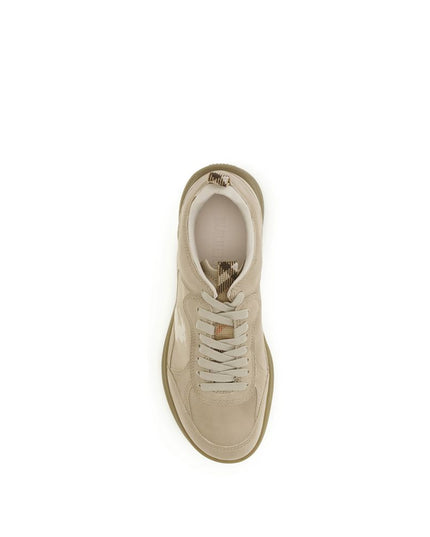 Burberry Beige Calf Leather Bos Taurus Athletic Sneakers