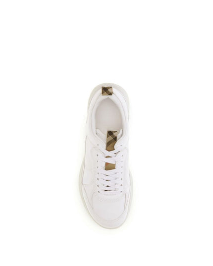 Burberry White Calf Leather Bos Taurus Athletic Sneakers