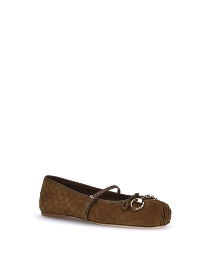 Gucci Brown Calf Leather Bos Taurus Ballet Flats