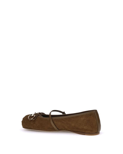 Gucci Brown Calf Leather Bos Taurus Ballet Flats