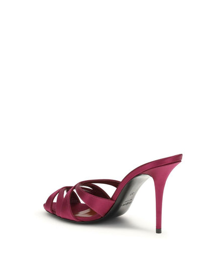 Saint Laurent Bordeaux Silk Stiletto Heel Sandals