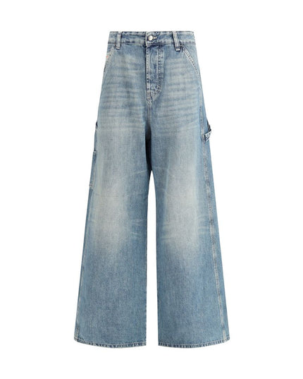 Diesel Blue Cotton Relaxed Fit Jeans