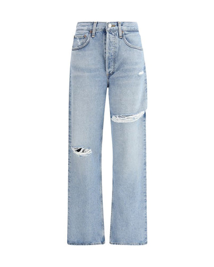 Agolde Light Blue Cotton Straight-Leg Jeans