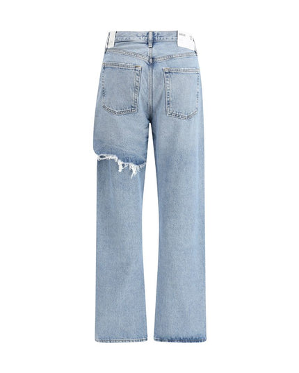 Agolde Light Blue Cotton Straight-Leg Jeans