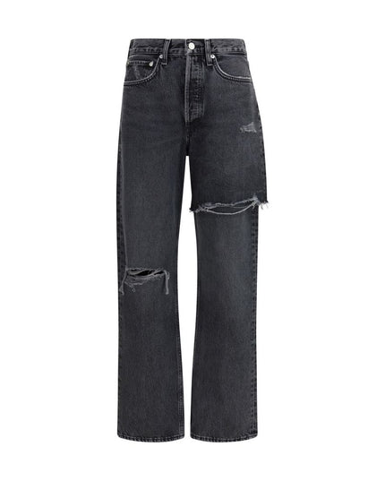 Agolde Black Recycled Cotton Straight-Leg Jeans