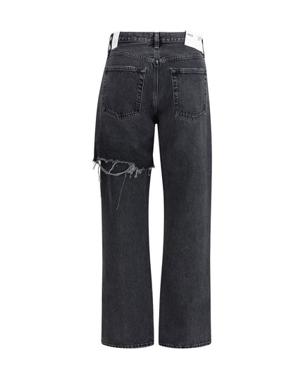 Agolde Black Recycled Cotton Straight-Leg Jeans