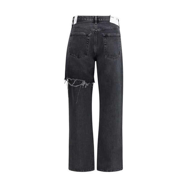Agolde Black Recycled Cotton Straight-Leg Jeans