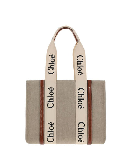 Chloé Beige Linen Shoulder Bag