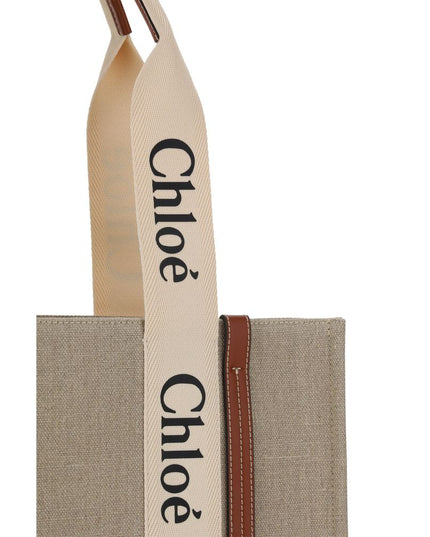 Chloé Beige Linen Shoulder Bag