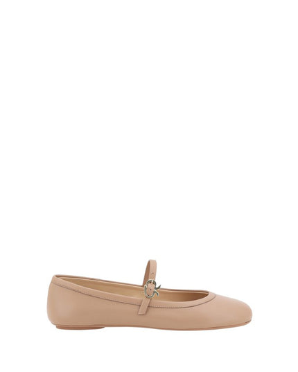 Gianvito Rossi Beige Calf Leather Bos Taurus Ballet Flats