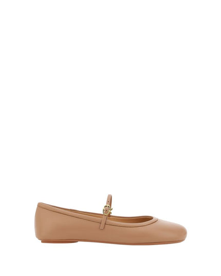Gianvito Rossi Beige Calf Leather Bos Taurus Ballet Flats
