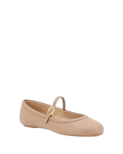 Gianvito Rossi Beige Calf Leather Bos Taurus Ballet Flats