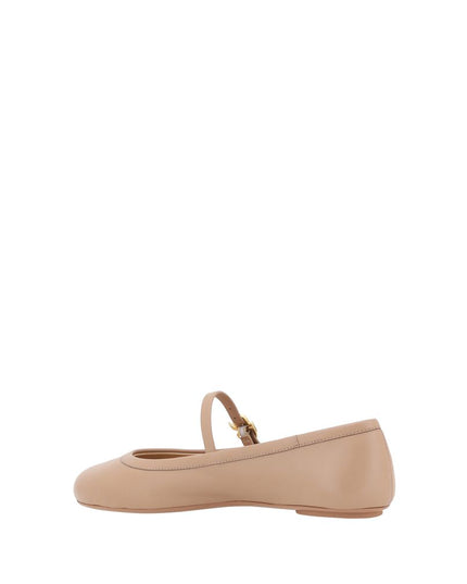 Gianvito Rossi Beige Calf Leather Bos Taurus Ballet Flats