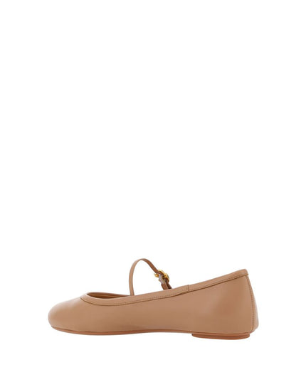 Gianvito Rossi Beige Calf Leather Bos Taurus Ballet Flats