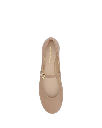 Gianvito Rossi Beige Calf Leather Bos Taurus Ballet Flats