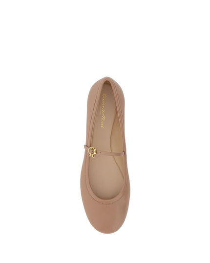 Gianvito Rossi Beige Calf Leather Bos Taurus Ballet Flats