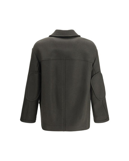 Ami Paris Gray Fleece Wool Coat