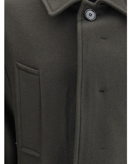 Ami Paris Gray Fleece Wool Coat