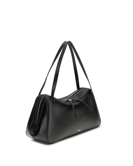 Jil Sander Black Calf Leather Bos Taurus Shoulder Bag