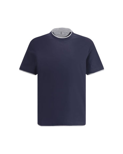 Brunello Cucinelli Blue Cotton T-Shirt