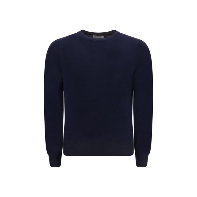 Brunello Cucinelli Blue Fleece Wool Sweatshirt