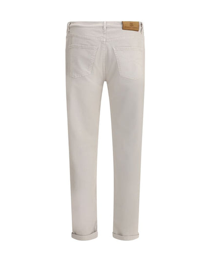 Brunello Cucinelli Beige Cotton Straight-Leg Jeans