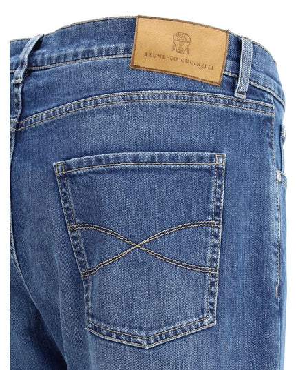 Brunello Cucinelli Blue Cotton Straight-Leg Jeans