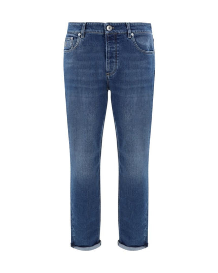 Brunello Cucinelli Blue Cotton Straight-Leg Jeans