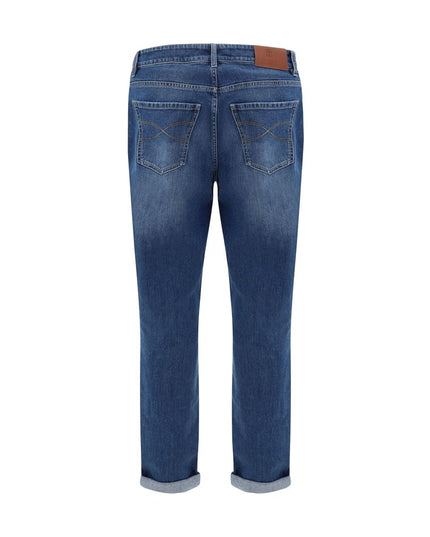 Brunello Cucinelli Blue Cotton Straight-Leg Jeans