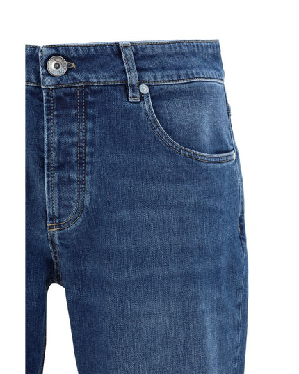 Brunello Cucinelli Blue Cotton Straight-Leg Jeans