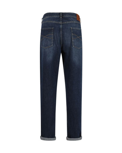 Brunello Cucinelli Blue Cotton Straight-Leg Jeans