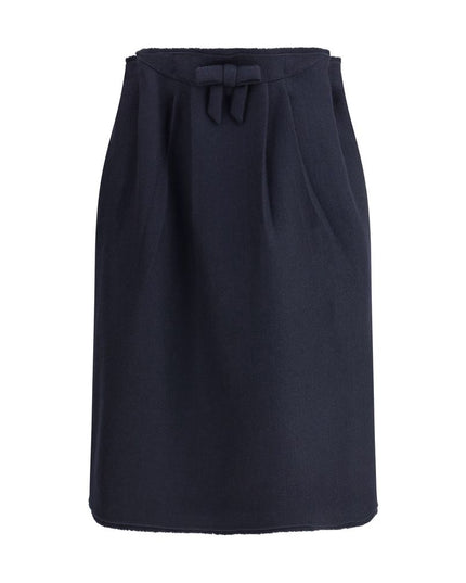 Prada Blue Fleece Wool Midi Skirt