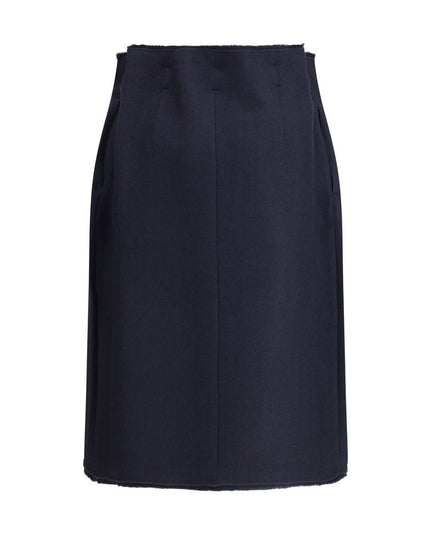 Prada Blue Fleece Wool Midi Skirt
