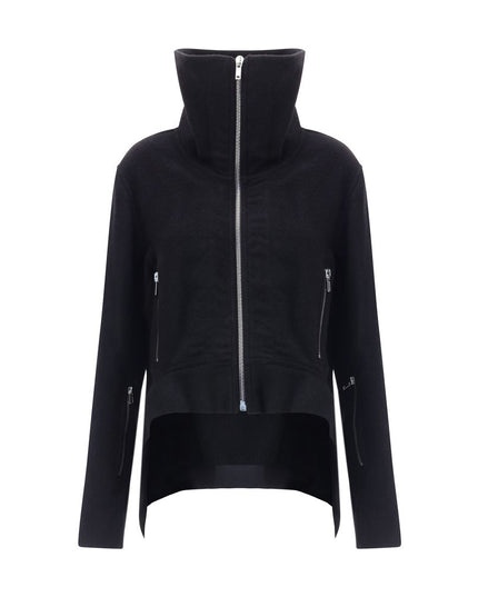 Rick Owens Black Fleece Wool Biker Jacket