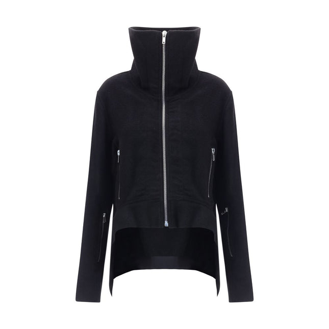 Rick Owens Black Fleece Wool Biker Jacket
