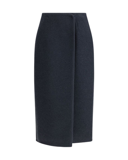RIER Blue Fleece Wool Midi Skirt