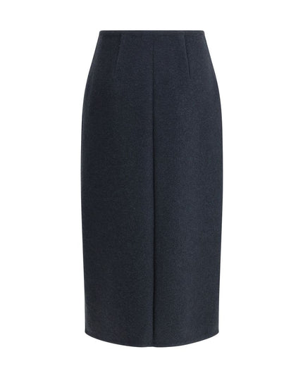 RIER Blue Fleece Wool Midi Skirt