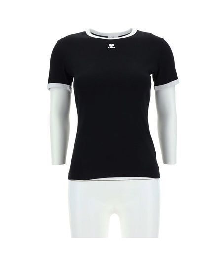 Courrèges Black Cotton T-Shirt