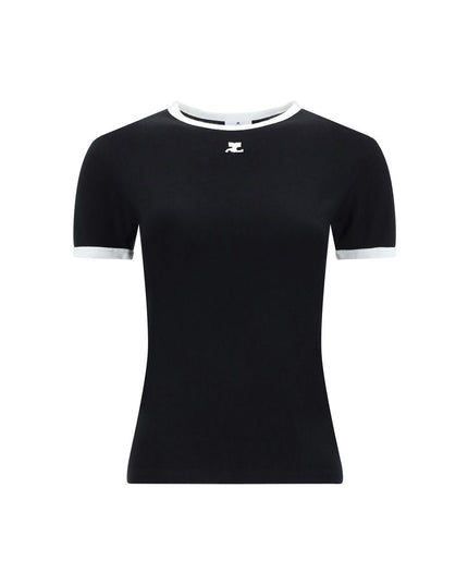 Courrèges Black Cotton T-Shirt