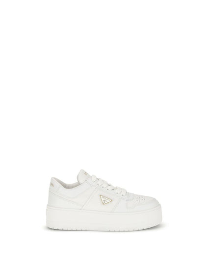 Prada White Calf Leather Bos Taurus Platform Sneakers