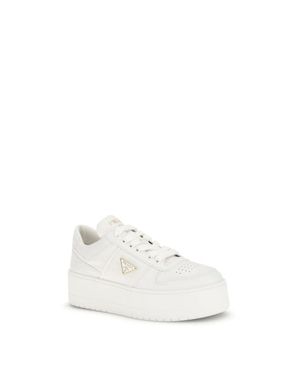 Prada White Calf Leather Bos Taurus Platform Sneakers