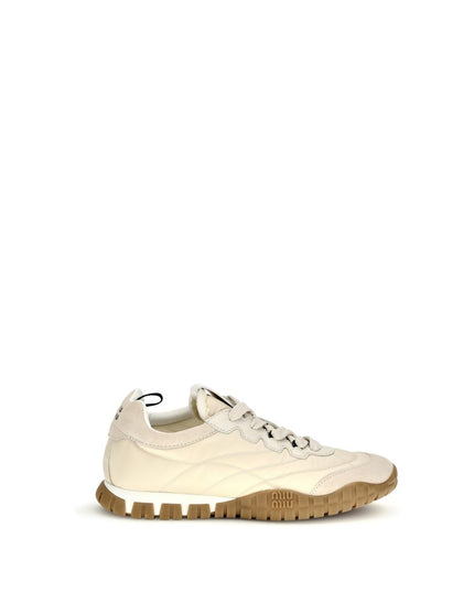 Miu Miu Cream Recycled Polyamide Athletic Sneakers
